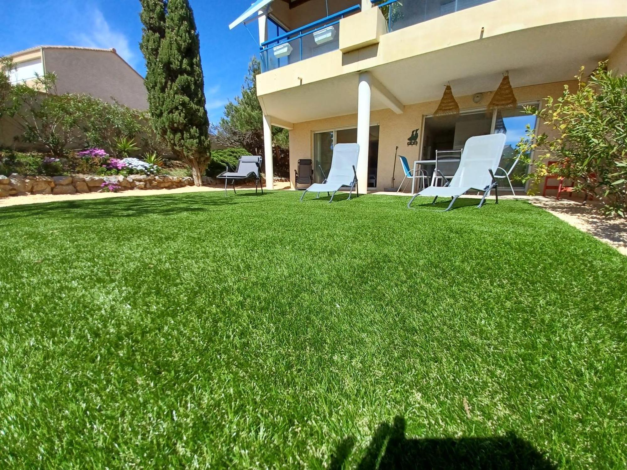Plain-Pied Jardin 6 Personnes Clim Vue Mer Parking Wifi Terrasse Piscine Dans La Residence Saint-Pierre-la-Mer  Ngoại thất bức ảnh