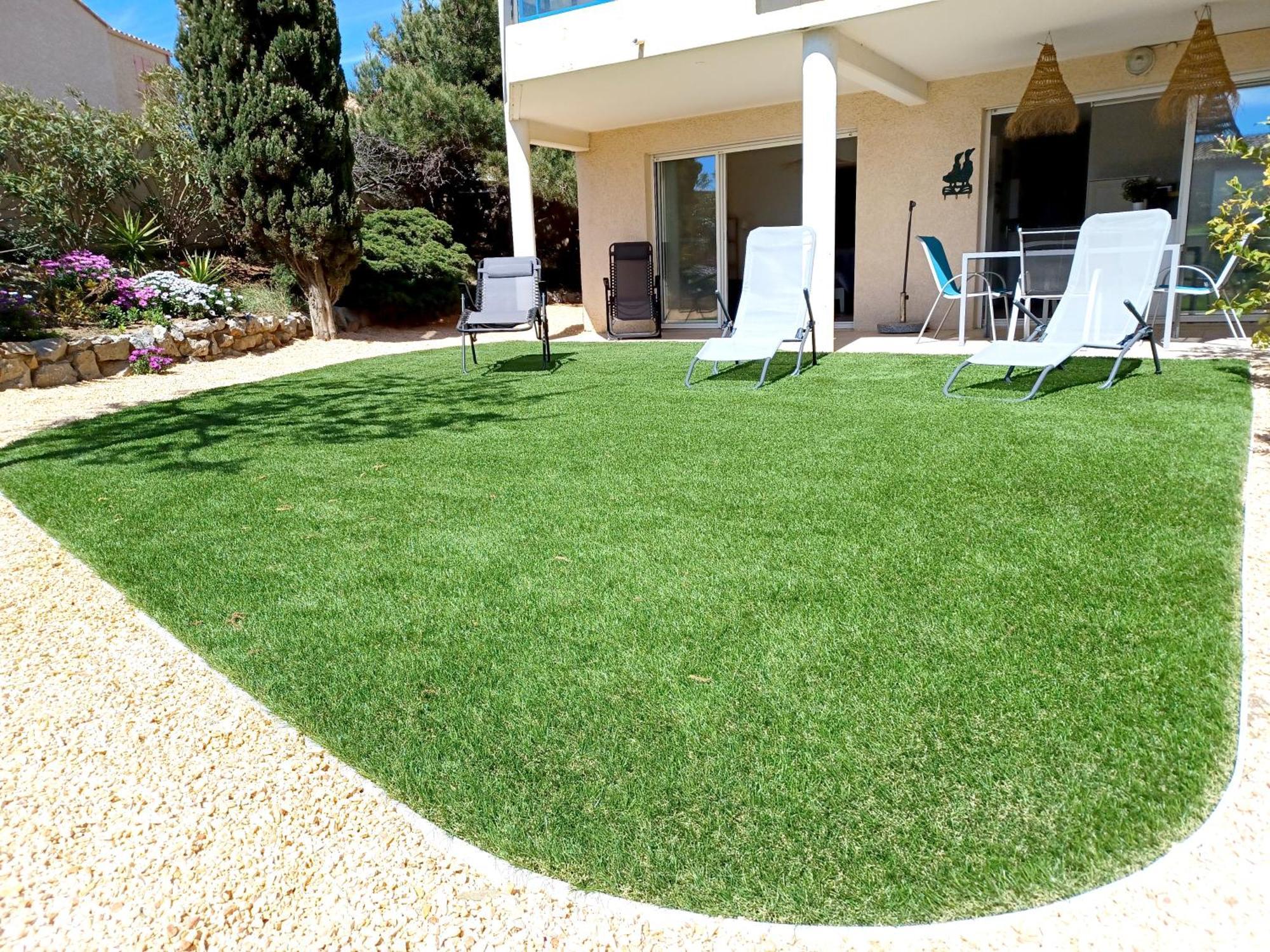 Plain-Pied Jardin 6 Personnes Clim Vue Mer Parking Wifi Terrasse Piscine Dans La Residence Saint-Pierre-la-Mer  Ngoại thất bức ảnh
