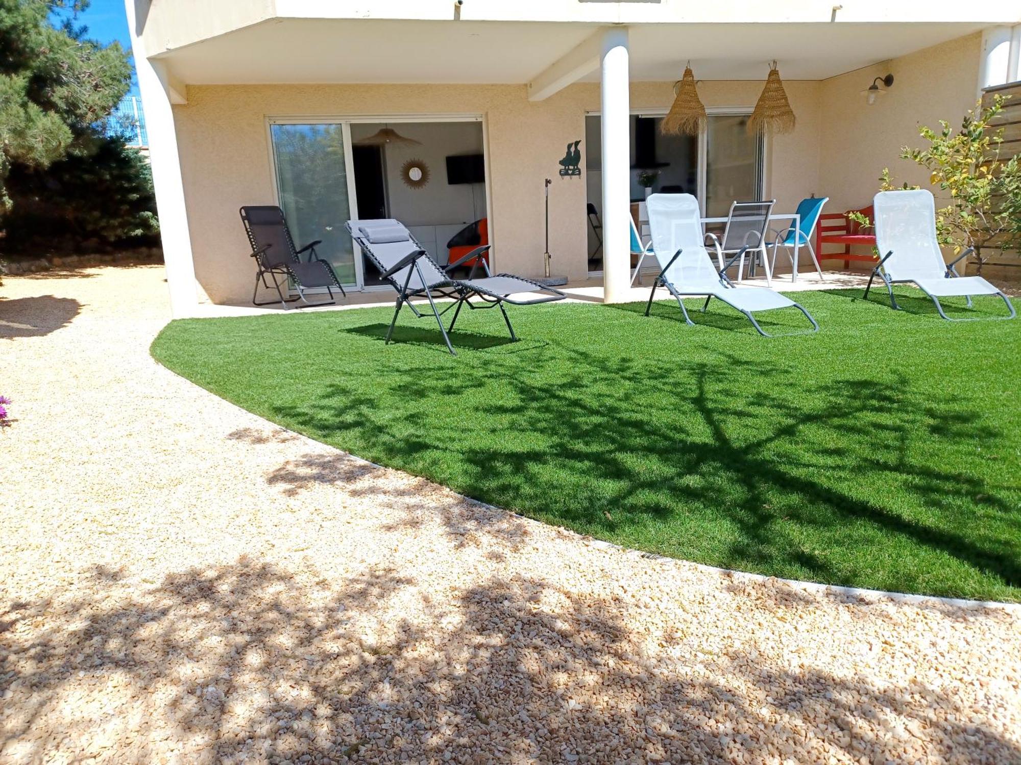 Plain-Pied Jardin 6 Personnes Clim Vue Mer Parking Wifi Terrasse Piscine Dans La Residence Saint-Pierre-la-Mer  Ngoại thất bức ảnh